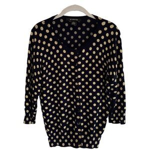 89th & Madison Polka Dotted  Button‎ Down Cardigan Sweater - Large